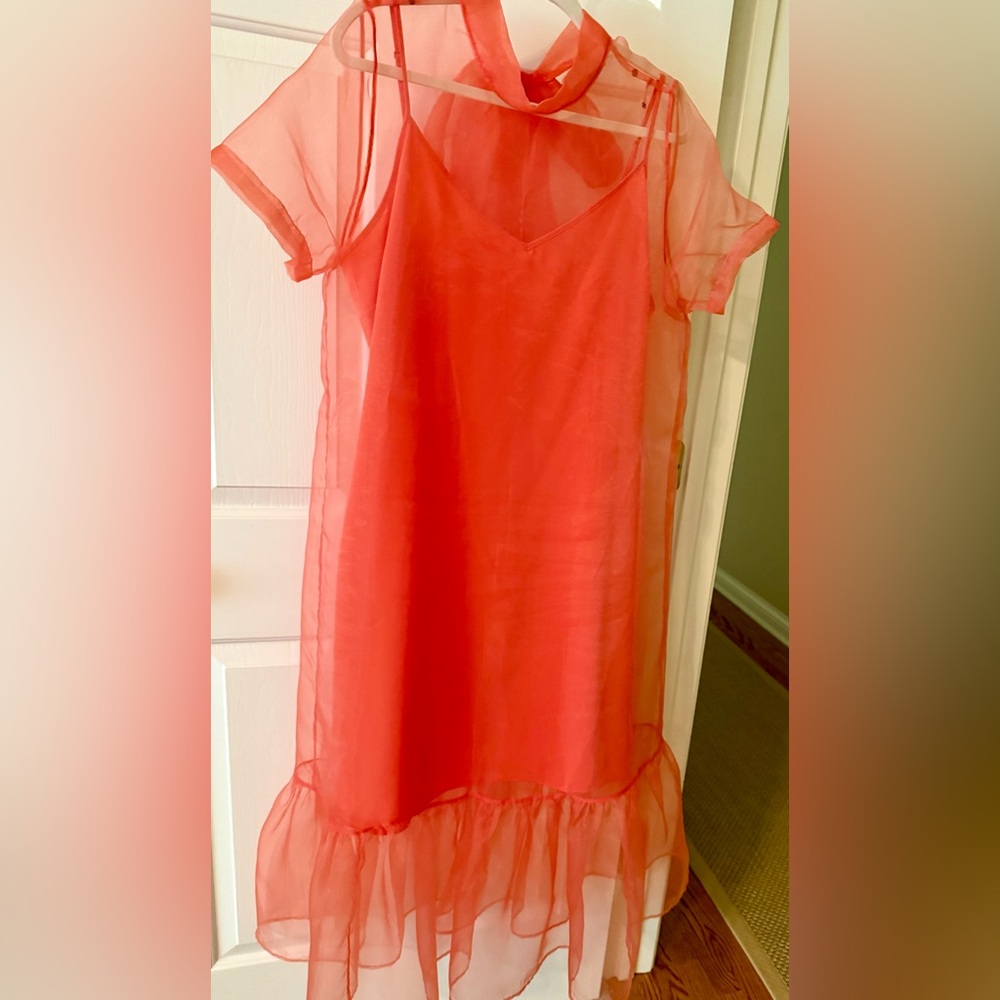 BHLDN Charlotte Short-Sleeve Organza Midi Dress size XL
